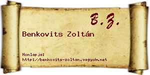 Benkovits Zoltán névjegykártya