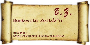 Benkovits Zoltán névjegykártya