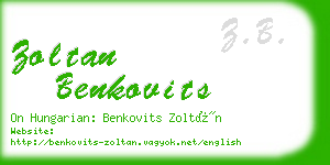 zoltan benkovits business card